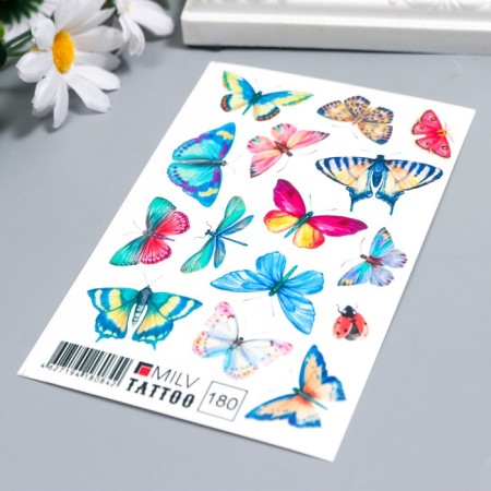 Tattoo on the body "Multi -colored butterflies" 10x15 cm-1