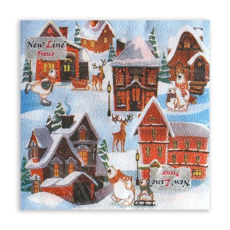 Paper Napkins Fresco, 33x33 cm, 2 layers, 20 pcs, with a drawing "House"-1