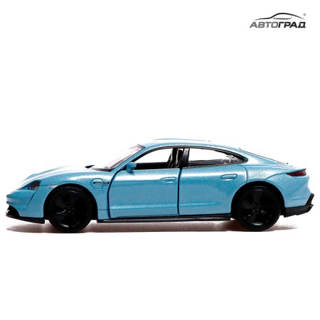 Metal machine Porsche Taycan Turbo S, 1:32, doors, inertia, blue color open-5