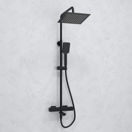 The shower system wasserkraft a299.255.130.bm Thermo, tropical shower, thermostat, black-1