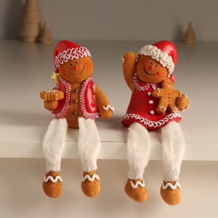 Polystone souvenir "Ginger Snowman in the New Year's outfit" Long legs mix 7.5x6x17 cm