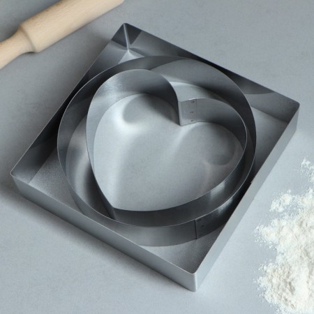 A set of baking and calculation forms “circle, square, heart”, 20 x 20 x 5 cm, 3 pcs-1