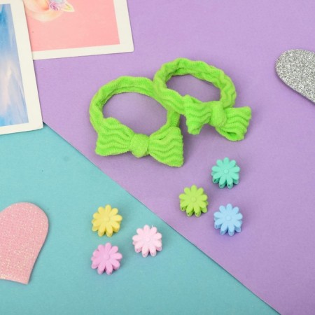 Hair Set "Sonya" (2 elastic bands, 6 crabs 1.1 cm) bows Strips of flowers, mix-1