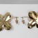 Earrings Assorted "Flower" relief, pink color in gold
