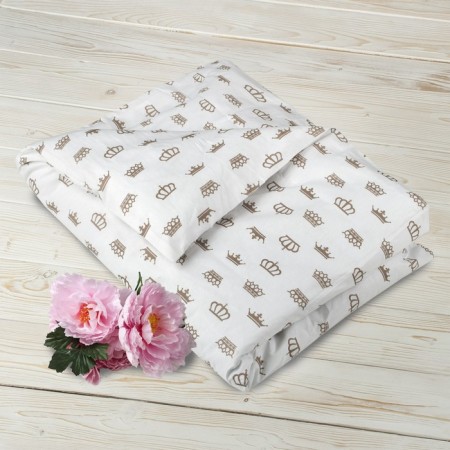 Supply with a zipper, size 112 × 147 cm, beige crows, calico