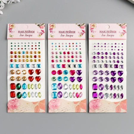 Sticker of rhinestones plastic "Gems" mix 19x8 cm-3