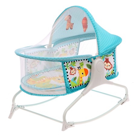 Musical cradle for newborns, blue color