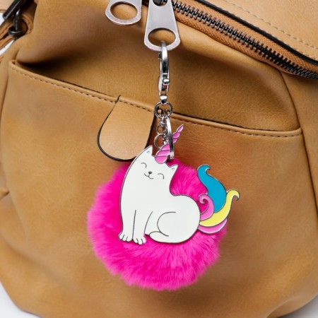 Fluffy on the ring "Coto-united on the ball" bright pink 14x7x7 cm