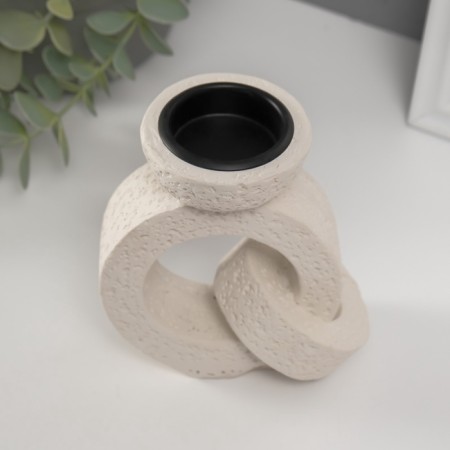 Gypsum candlestick, metal for 1 candle "ring" d = 3.8 cm 6x11x11.2 cm-4