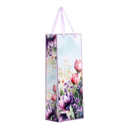 Packet laminated for a bottle "Watercolor flowers", 13 x 36 x 10 cm