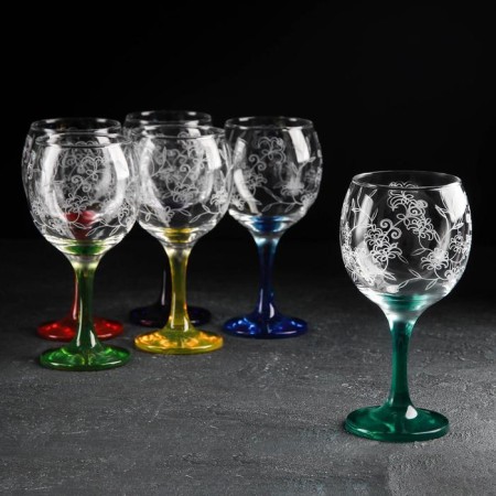 Set of glasses for wine rimavera, glass, 250 ml, 6 pcs, engraving