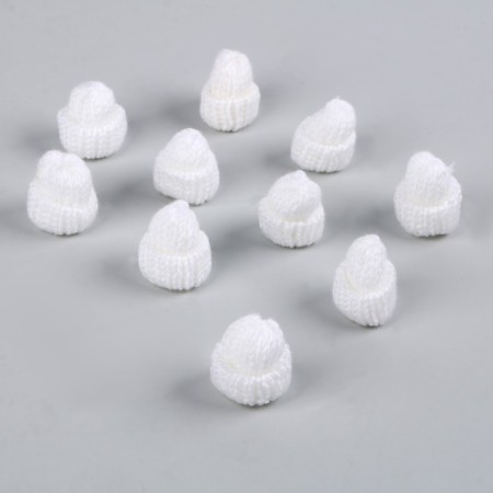 Knitted hat knitted, set 10 pcs., White color