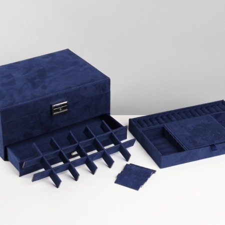 Steam for jewelry "Casket" 2-level, phlock, 24.5 × 17 × 12 cm, blue color-14