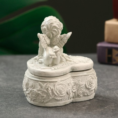 Casket with a lid "Heart with an angel" aged, 10x9cm-6