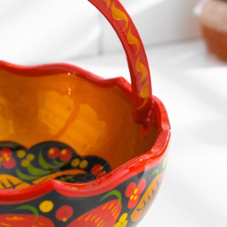 Корзинка, 12-13х12-13 см, хохлома-3