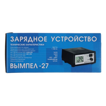 Vimpel-27 battery charger, 0.6-7 A, 12 V, for gel, acid and AGM batteries-6
