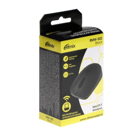 Mouse Ritmix RMW-502, wireless, optical, 1200 dpi, 2xaaa (not in compli), USB, black-5