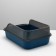 Toilet with transparent sides with a scoop and filter, 40 x 28 x 16 cm, blue