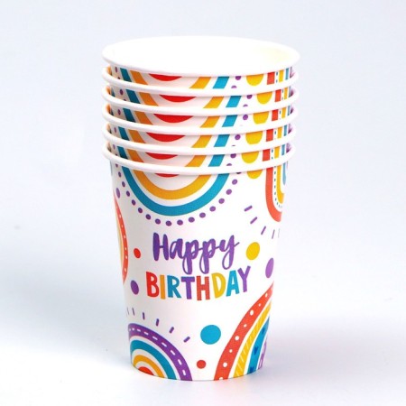 A one -time paper glass BE HAPPY, a set of 6 pcs, 250 ml-2