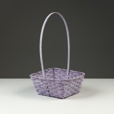 Wicker basket, 21.6 x 21.6 x 10/38 cm, purple, bamboo