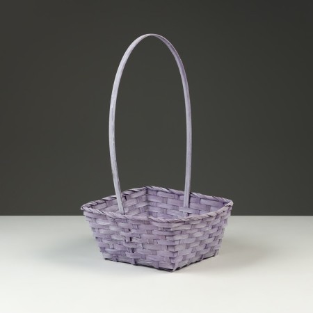 Wicker basket, 21.6 x 21.6 x 10/38 cm, purple, bamboo