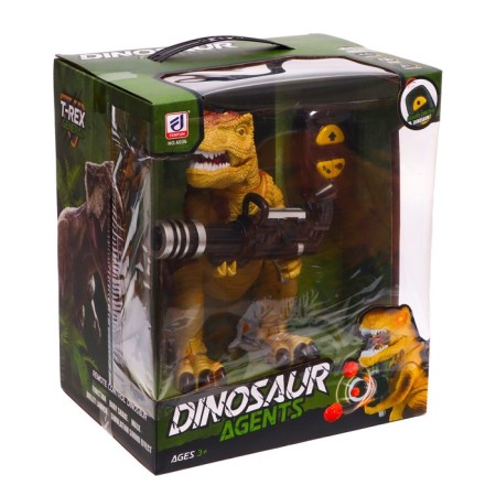 The dinosaur radio-controlled T-Rex, shoots missiles, works from batteries, brown color-6