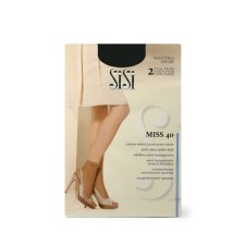 Sisi Miss 40 synthetic socks, single size, Nero color, 2 pairs