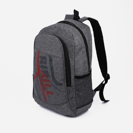 Male backpack on a zipper, 3 outer pockets, gray color-2