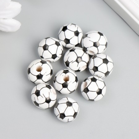 Bead wood for creativity "football" d = 1.6 cm set 10 pcs