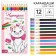 Colored pencils, 12 colors, hexagonal, cats aristocrats
