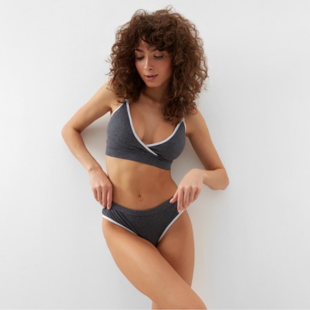 Female set (top, panties) dark gray color, size 46-48