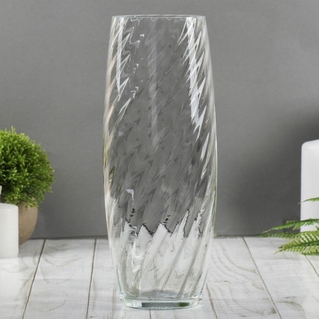 Vase "Barrel" Reef. h = 26 cm, d = 8 cm from transparent glass (without decor), mix-1