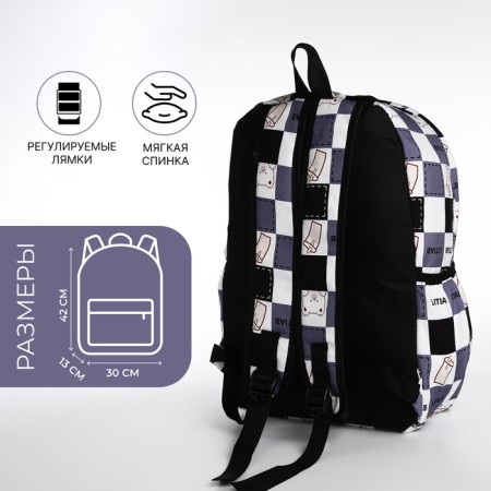 Youth backpack from textiles, 3 pockets, gray/black color-1