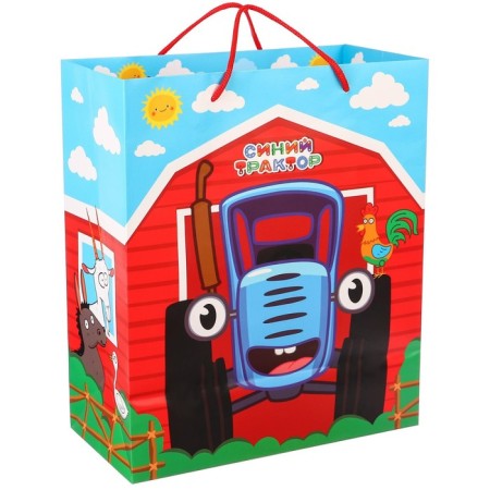 Gift package, 23x27x11.5 cm, packaging, blue tractor-4