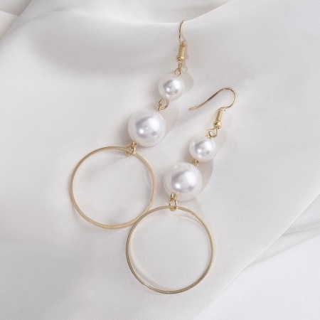 Earrings with pearls "tenderness" links, white color in gold-2