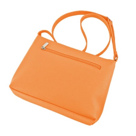 Bag women, genuine leather, orange 24x6x19 cm-2