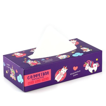 Paper napkins in the box "Unicorns", 100 pcs, two -layer-2