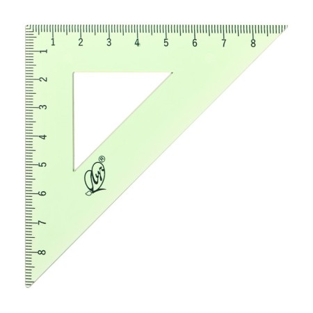 Drawing set 4 objects (ruler 15 cm, square 30 °/ 60 °, 10 cm; square 45 °/ 45 °, 8 cm; transporter 180 °, 9 cm), transparent green-1