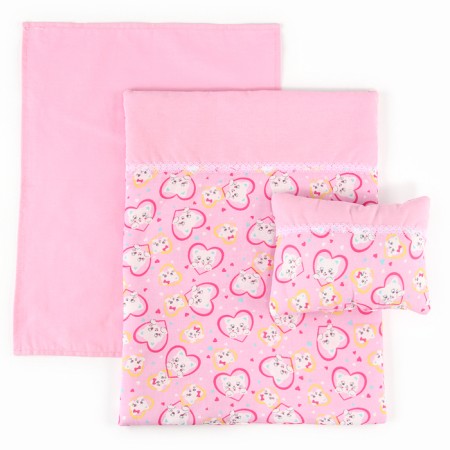 Puppet bed “kittens in the hearts”: sheet, blanket 46 × 36 cm, pillow 23 × 17 cm-6