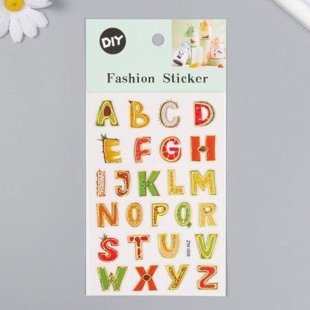 Plastic sticker "English alphabet" with gold mix 10.2x20.5 cm-3