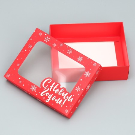 Gift box "Happy New Year", Red, 16.5 x 12.5 x 5 cm, New Year-2