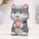 Piggy bank "Cat with flower" gray, 18 cm
