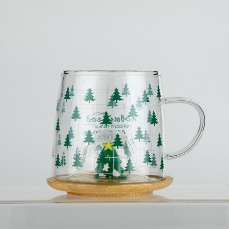 Glass mug with a lid "New Year brings happiness", 350 ml-2