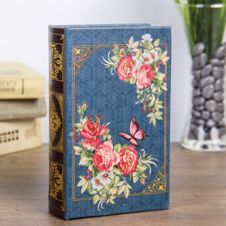 Safe-book wood "Retro. Flowers. Butterflies" leatherette 17x11x5 cm