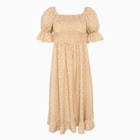 Women's dress minku: enjoy is beige color, size 46-6