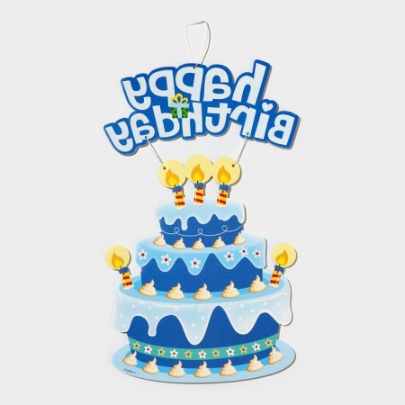 Decorative decoration (suspension) "Happy Birthday" 42x26 cm, col. blue-5
