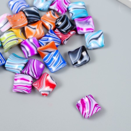 Beads for creativity plastic "Square Colorful stains" set 20 grams 0.5x2.1x1.9 cm-1