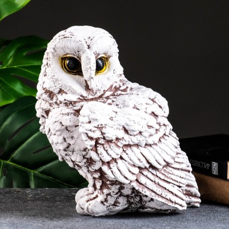 Figure "Owl" 22x25x25cm white-brown