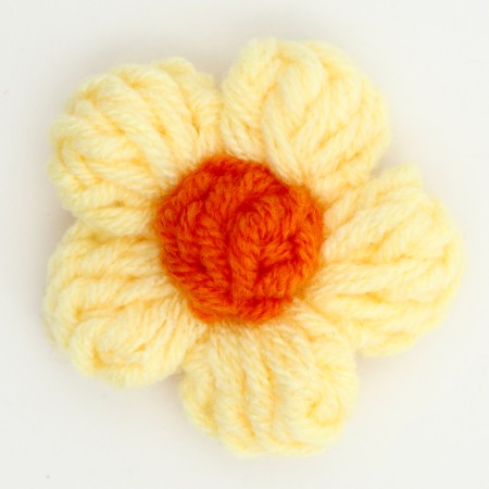 Knitted flower, set 10 pcs., Size 1 pc., 4 × 1.5 cm, yellow color-3