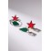 Set: earrings, anime ring star and drop, green-pink color in silver
